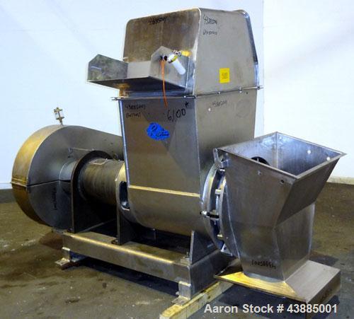 Used Rietz Bepex Extructor, Model RE-24-K9E933, 304 Stainless Steel. 24" Diameter blade, end orifice plate with discharge chute. Designed for extra coarse chopping to 1”. Approximately 30’’ x 27’’ x ...