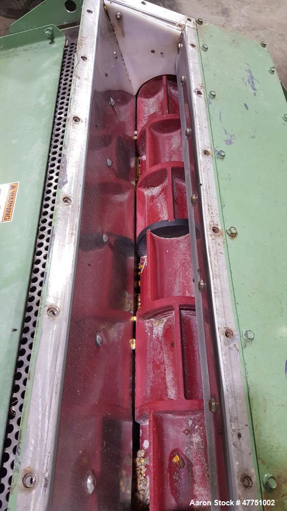 Used Roskamp Champion Hammermill, Model 48 x 38. 1500 BPH at 45 pcf. #2 yellow corn with #7 and #8 screens. 5,148 sq. in. screen area. 1800/1500 RPM. 17898/14915 ft/min tip speeds. 38" rotor diameter...