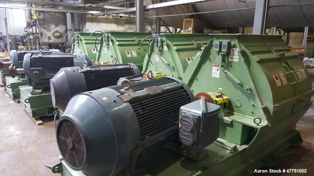 Used Roskamp Champion Hammermill, Model 48 x 38. 1500 BPH at 45 pcf. #2 yellow corn with #7 and #8 screens. 5,148 sq. in. screen area. 1800/1500 RPM. 17898/14915 ft/min tip speeds. 38" rotor diameter...