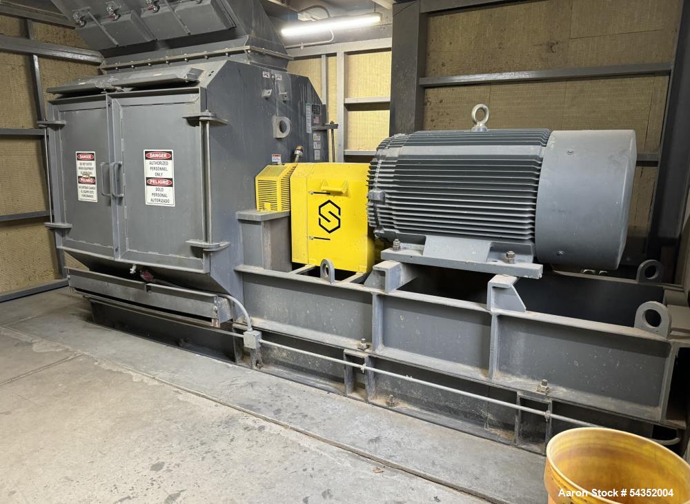 Used Schutte 44 Series Circ-U-Flow Hammermill, Model 44-60-301B-1, Serial# 2102057. With approximate 3/8" thick hammers, infeed hopper with magnets, Benshaw panel, 500hp motor.