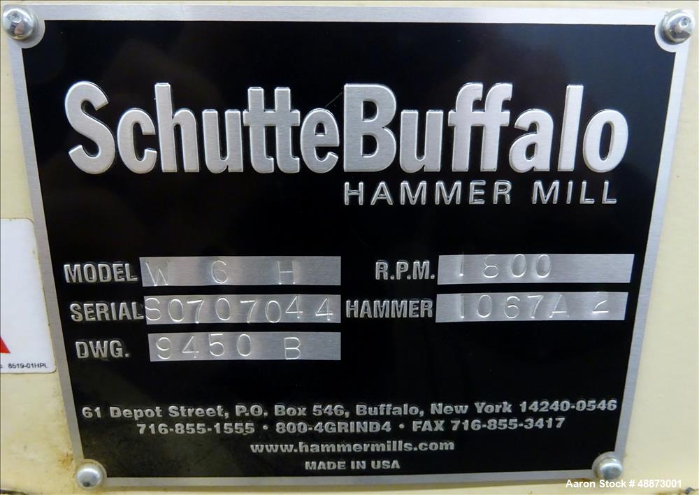 Used Schutte Buffalo W Series Laboratory Scale Hammer Mill, Model W6H, Carbon S