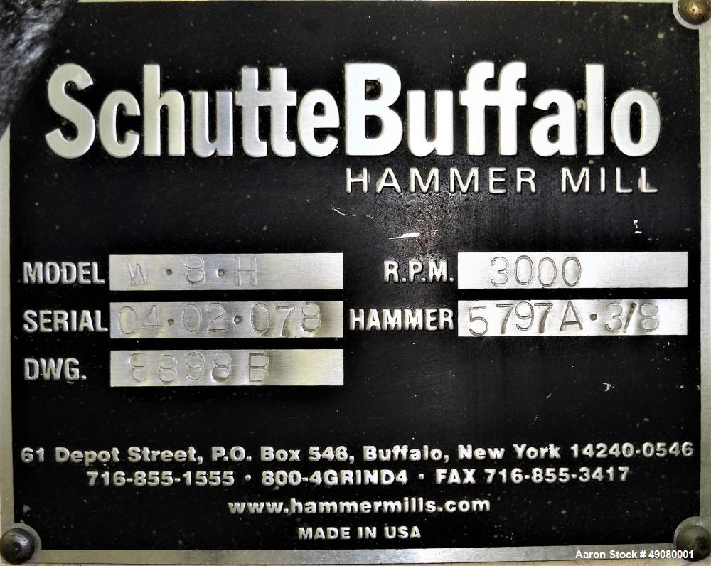 Used Schutte-Buffalo W Series Laboratory Scale Hammer Mill, Model W8H, Carbon S