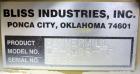 Used Bliss Industries Eliminator Relief Hammer Mill, Model ER-1906-TF, Carbon Steel. 9” x 6” Top feed with chute, bottom discharge. (2) Removable side access doors. Approximately 1/4” thick swinging ...