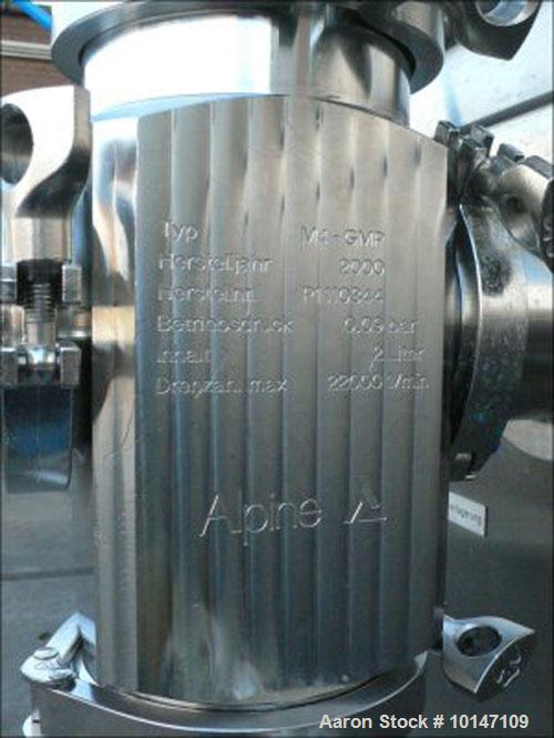 Used-Hosokawa Alpine 100-AFG Fluidized Bed Opposed Jet Mill, Pharma M4-GMP, stainless steel construction.Rotor size diameter...
