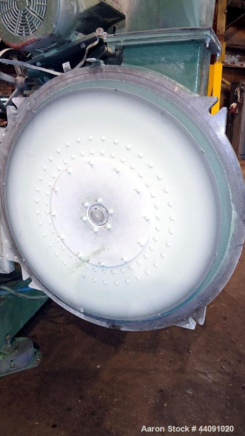 Used Bepex Pulvocron Air Swept Combination Pulverizer / Classifier Mill, Model PC-38, Carbon Steel. Approximate 38” diameter x 8” deep chamber with (3) grinding discs, driven by a 100 hp, 3/60/460 vo...