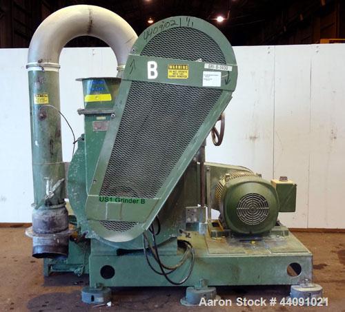 Used Bepex Pulvocron Air Swept Combination Pulverizer / Classifier Mill, Model PC-38, Carbon Steel. Approximate 38” diameter x 8” deep chamber with (1) grinding disc, driven by a 100hp, 3/60/460 volt...