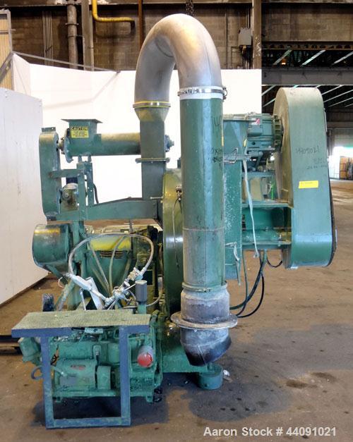 Used Bepex Pulvocron Air Swept Combination Pulverizer / Classifier Mill, Model PC-38, Carbon Steel. Approximate 38” diameter x 8” deep chamber with (1) grinding disc, driven by a 100hp, 3/60/460 volt...