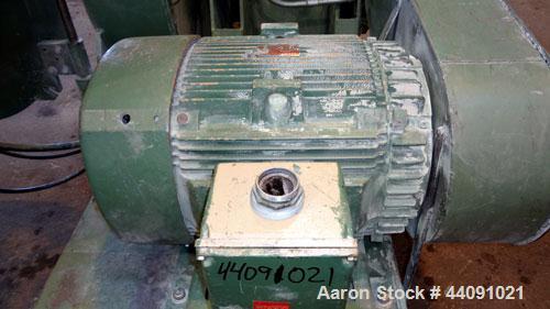 Used Bepex Pulvocron Air Swept Combination Pulverizer / Classifier Mill, Model PC-38, Carbon Steel. Approximate 38” diameter x 8” deep chamber with (1) grinding disc, driven by a 100hp, 3/60/460 volt...