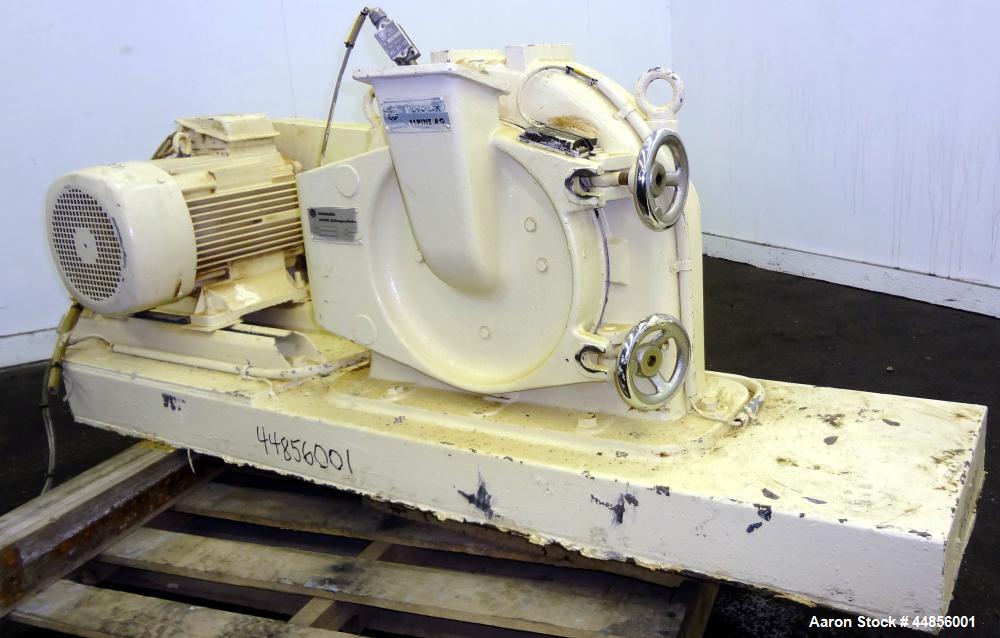 Used Hosokawa Alpine UPZ Fine Impact Mill, Model 250 UPZ, Carbon Steel. (1) Swing type beater with (8) bolt on tip blades, (1) approximate 9" diameter x 5" deep sieve ring with screen. 3" x 4-1/2" To...