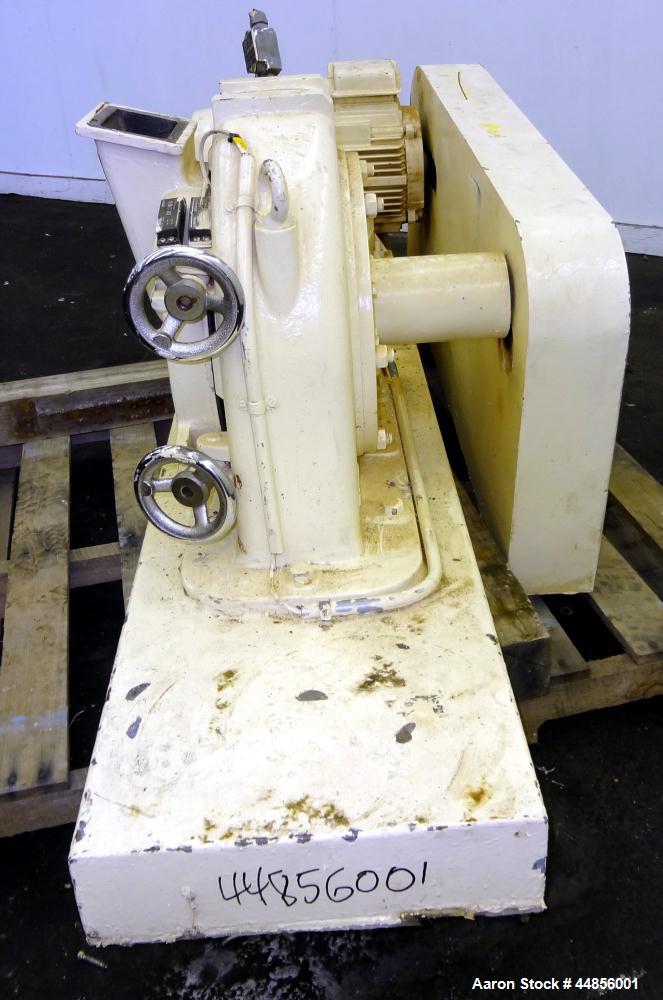 Used Hosokawa Alpine UPZ Fine Impact Mill, Model 250 UPZ, Carbon Steel. (1) Swing type beater with (8) bolt on tip blades, (1) approximate 9" diameter x 5" deep sieve ring with screen. 3" x 4-1/2" To...
