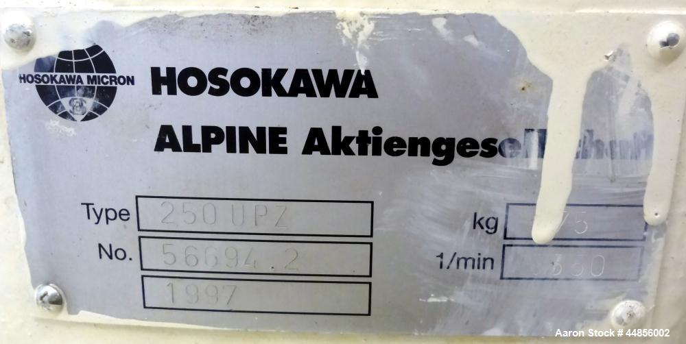 Verwendet-Hosokawa Alpine UPZ Fine Prallmühle, Typ 250 UPZ, Kohlenstoffstahl. (1) Swing Typ Schläger mit (8) Bolzen auf Spit...