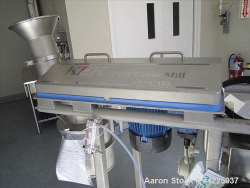 Used Kemutec Cone Mill, Model KEK 220, Stainless Steel. On portable base, 5 hp, 460 volt, 1700 rpm belt drive.