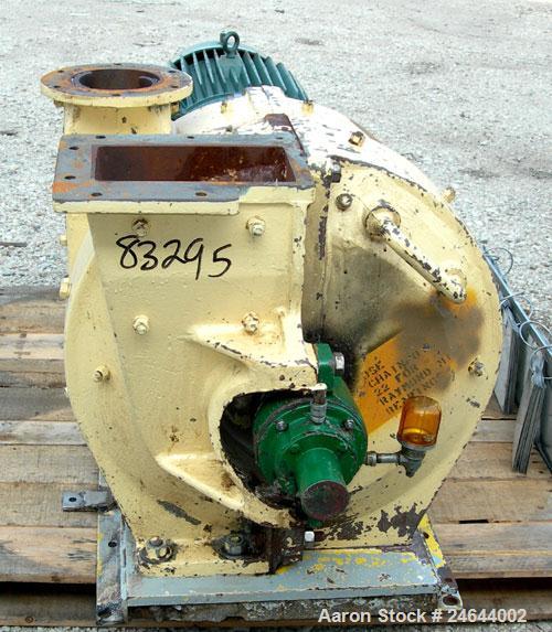 Used Raymond Air Swept Swing Hammer Impact Mill, Carbon Steel. 6" x 10" Feed, 6" discharge. Approx 16" diameter rotor with swinging  hammers. Driven by a 40 hp, 3/60/460 volt, 3560 rpm motor. Base  M...
