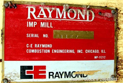Used Raymond Air Swept Swing Hammer Impact Mill, Carbon Steel. 6" x 10" Feed, 6" discharge. Approx 16" diameter rotor with swinging  hammers. Driven by a 40 hp, 3/60/460 volt, 3560 rpm motor. Base  M...