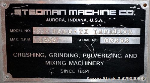 Used Stainless Steel Stedman Grand Slam Impactor Crusher, Model GS-3060-TX Impa
