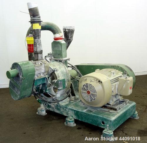 Used Strong Scott Pulvocron Air Swept Combination Pulverizer / Classifier Mill, Model PC-20-E, Carbon Steel. Approximate 20” diameter x 8” deep chamber with (1) grinding disc, driven by a 60hp, 3/60/...