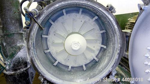 Used Strong Scott Pulvocron Air Swept Combination Pulverizer / Classifier Mill, Model PC-20-E, Carbon Steel. Approximate 20” diameter x 8” deep chamber with (1) grinding disc, driven by a 60hp, 3/60/...