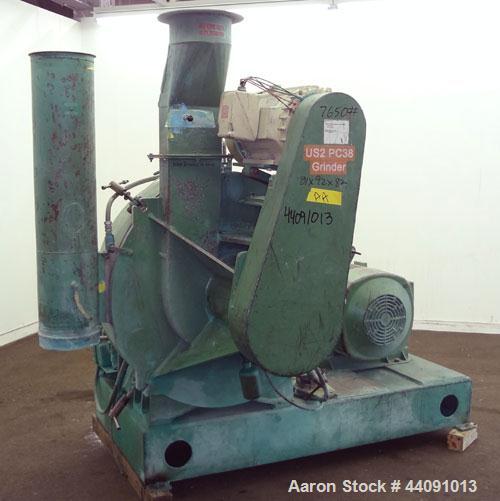 Used Strong Scott Pulvocron Air Swept Combination Pulverizer / Classifier Mill, Model PC-38, Carbon Steel. Approximate 38” diameter x 8” deep chamber with (3) grinding discs, driven by a 100 hp, 3/60...