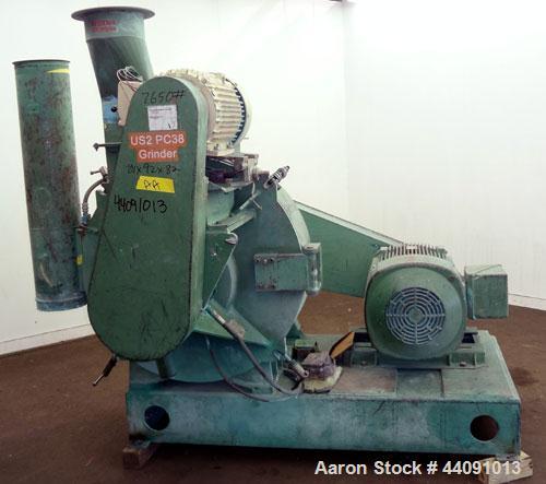 Used Strong Scott Pulvocron Air Swept Combination Pulverizer / Classifier Mill, Model PC-38, Carbon Steel. Approximate 38” diameter x 8” deep chamber with (3) grinding discs, driven by a 100 hp, 3/60...