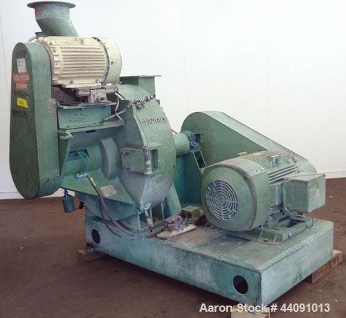 Used Strong Scott Pulvocron Air Swept Combination Pulverizer / Classifier Mill, Model PC-38, Carbon Steel. Approximate 38” diameter x 8” deep chamber with (3) grinding discs, driven by a 100 hp, 3/60...