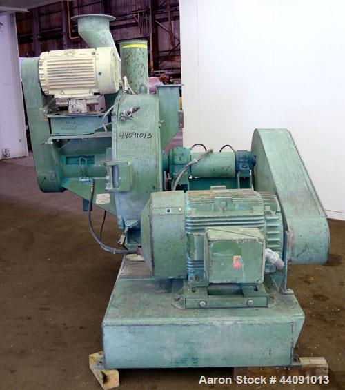 Used Strong Scott Pulvocron Air Swept Combination Pulverizer / Classifier Mill, Model PC-38, Carbon Steel. Approximate 38” diameter x 8” deep chamber with (3) grinding discs, driven by a 100 hp, 3/60...