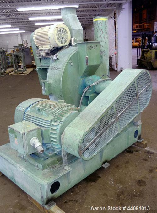 Used Strong Scott Pulvocron Air Swept Combination Pulverizer / Classifier Mill, Model PC-38, Carbon Steel. Approximate 38” diameter x 8” deep chamber with (3) grinding discs, driven by a 100 hp, 3/60...