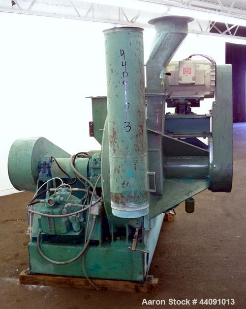 Used Strong Scott Pulvocron Air Swept Combination Pulverizer / Classifier Mill, Model PC-38, Carbon Steel. Approximate 38” diameter x 8” deep chamber with (3) grinding discs, driven by a 100 hp, 3/60...