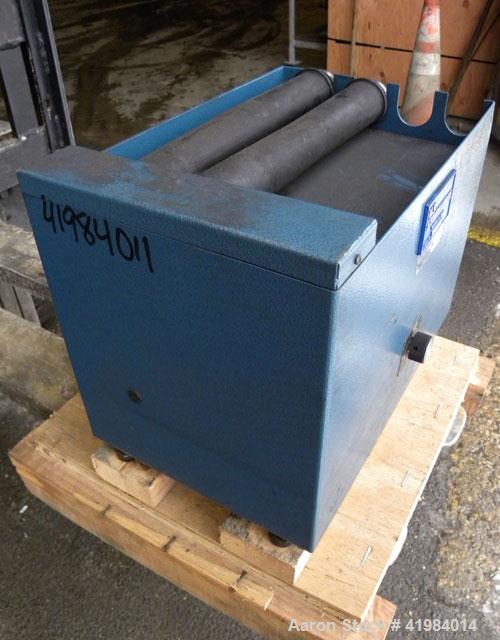 Used U.S. Stoneware Jar Rolling Mill. Single tier, (2) 2’’ diameter x 13" long rubber rollers, driven by an approximate 1/4 HP motor. Approximate 60 pound load capacity. Base mounted with speed contr...