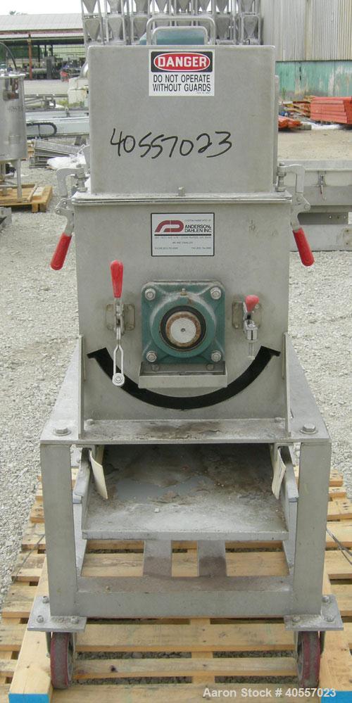 Used Anderson Dahlen Product Lump Breaker, 304 stainless steel. 14" wide x 25 3/4" long chamber, 2" diameter shaft with (12) bolt on "T" type paddles. Bottom bar screen. Driven by a 1/2 hp, 3/60/230/...