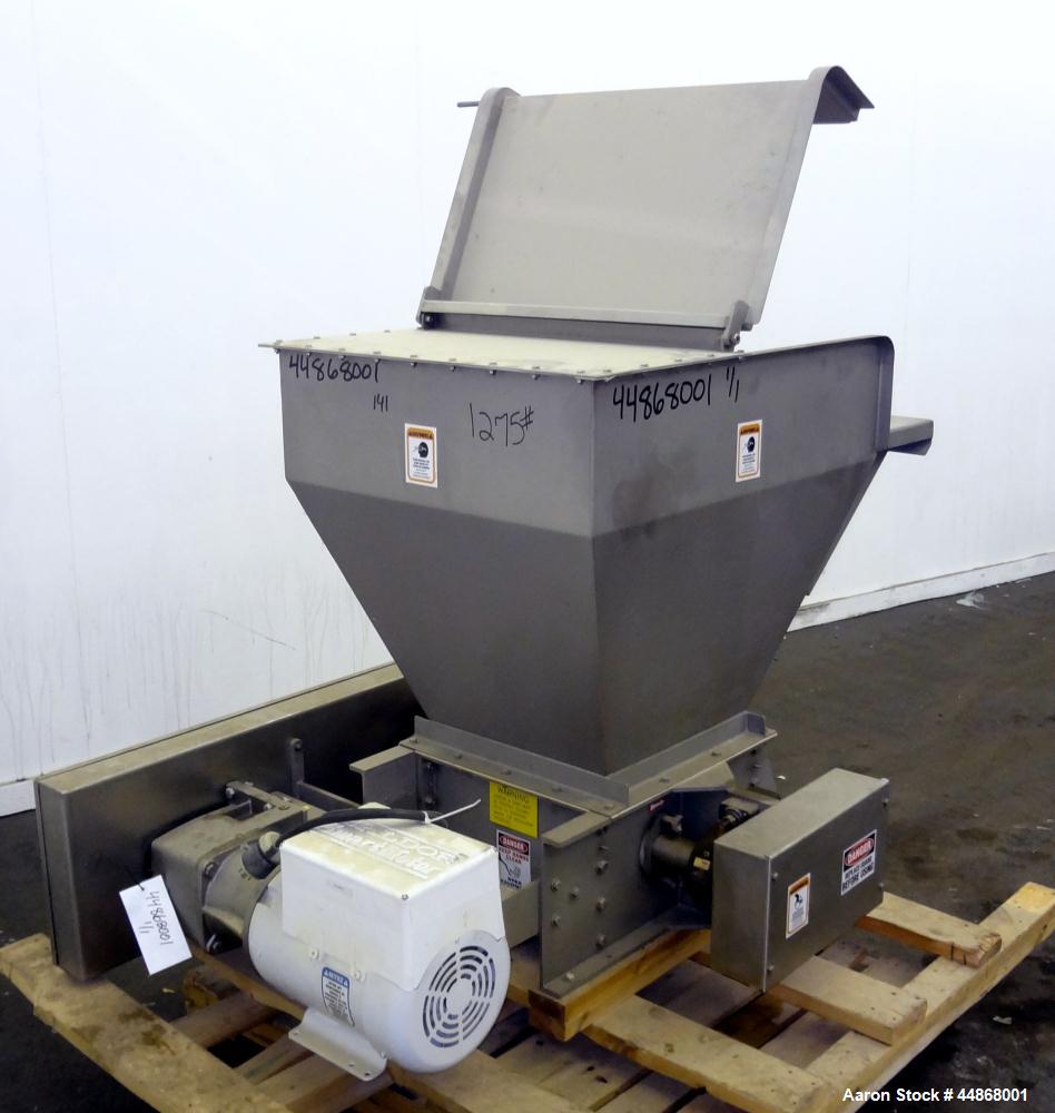 Used Machine & Process Design Dual Rotor Crusher Lump Breaker, 304 Stainless Steel. Approximate 18" x 18" feed throat with a top mounted hopper with safety grate and hinged charge port section. (2) C...