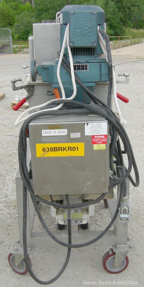 Used Anderson Dahlen Product Lump Breaker, 304 stainless steel. 14'' wide x 25 3/4'' long chamber, 2'' diameter shaft with (12) bolt on "T" type paddles. Bottom bar screen. Driven by a 1/2 hp, 3/60/2...