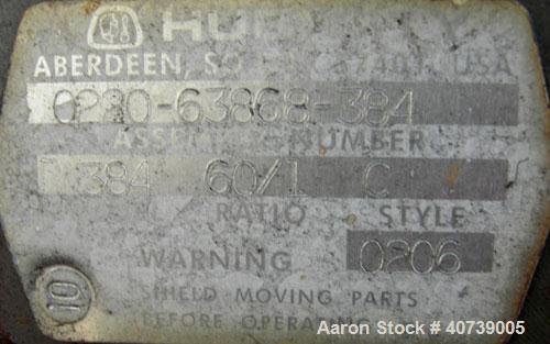Used Cyclonaire Lump Breaker, dual rotor, carbon steel. (2) 1 1/2" diameter shafts with pins, bottom stationary bars. Driven by a 2 hp, 3/60/208-230/460 volt, 1730 rpm gearmotor, ratio 60 to 1. Inclu...