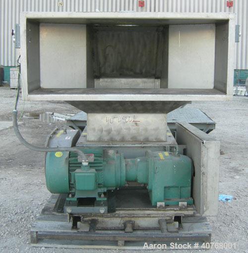 Used Jacobson Dual Rotor Full Nelson Crusher, Model 2424DR.FNC, 304 stainless steel. (2) 3" diameter shafts with 3/4" thick fixed hook style blades, (2) rows of stationary bars. 24" x 24" feed openin...