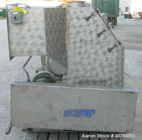 Used Jacobson Dual Rotor Full Nelson Crusher, Model 2424DR.FNC, 304 stainless steel. (2) 3" diameter shafts with 3/4" thick fixed hook style blades, (2) rows of stationary bars. 24" x 24" feed openin...