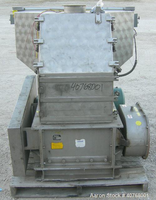Used Jacobson Dual Rotor Full Nelson Crusher, Model 2424DR.FNC, 304 stainless steel. (2) 3" diameter shafts with 3/4" thick fixed hook style blades, (2) rows of stationary bars. 24" x 24" feed openin...