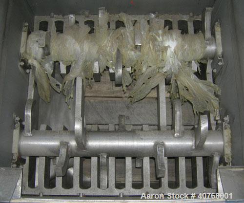 Used Jacobson Dual Rotor Full Nelson Crusher, Model 2424DR.FNC, 304 stainless steel. (2) 3" diameter shafts with 3/4" thick fixed hook style blades, (2) rows of stationary bars. 24" x 24" feed openin...