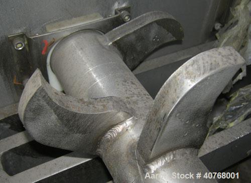 Used Jacobson Dual Rotor Full Nelson Crusher, Model 2424DR.FNC, 304 stainless steel. (2) 3" diameter shafts with 3/4" thick fixed hook style blades, (2) rows of stationary bars. 24" x 24" feed openin...