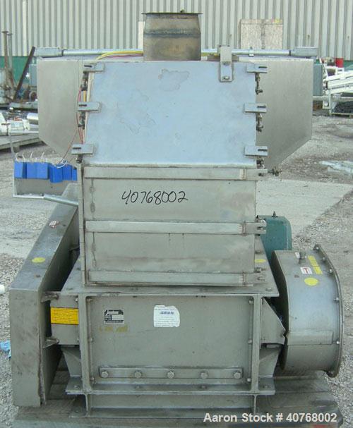 Used Jacobson Dual Rotor Full Nelson  Crusher, Model 2424DR.FNC, 304 stainless steel. (2) 3" diameter shafts with 3/4" thick fixed hook style blades, (2) rows of stationary bars. 24" x 24" feed openi...