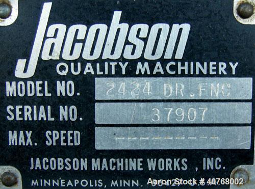 Used Jacobson Dual Rotor Full Nelson  Crusher, Model 2424DR.FNC, 304 stainless steel. (2) 3" diameter shafts with 3/4" thick fixed hook style blades, (2) rows of stationary bars. 24" x 24" feed openi...
