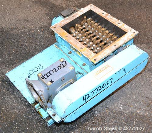 Used Jacobson Dual Rotor Lump Breaker, Carbon Steel. 12’’ x 8-7/8’’ Feed opening. (2) Approximately 1-1/4" diameter shafts with 1/2" diameter pins. Requires a motor, includes a reducer. Mounted on a ...