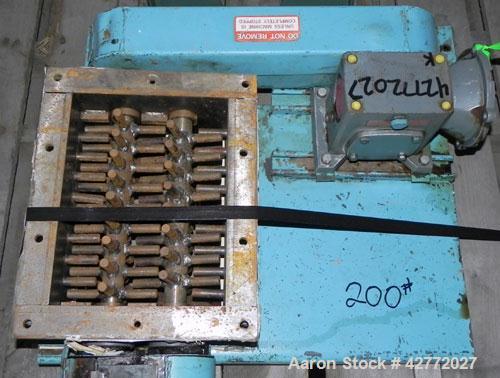 Used Jacobson Dual Rotor Lump Breaker, Carbon Steel. 12’’ x 8-7/8’’ Feed opening. (2) Approximately 1-1/4" diameter shafts with 1/2" diameter pins. Requires a motor, includes a reducer. Mounted on a ...