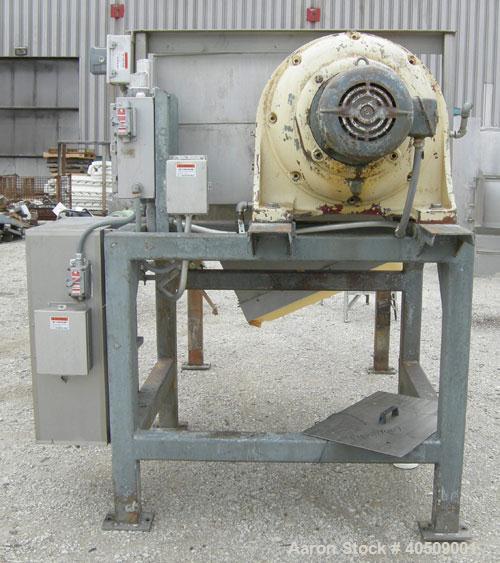 Used Lump Breaker, dual shaft, 304 stainless steel. (1) 4" diameter shaft with (7) 3 blade hook style knives, (1) 4" diameter shaft with (6) 3 blade hook style knives. (2) sets of stationary bars. 40...