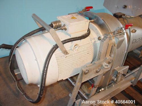 Used Bucher apple grinding disc mill, model CM50, stainless steel. 30 kW motor for main grinding head, 3 kW motor for 14 inch diameter x 30 inch long feed conveyor in self contained hopper, 9.5 inch ...