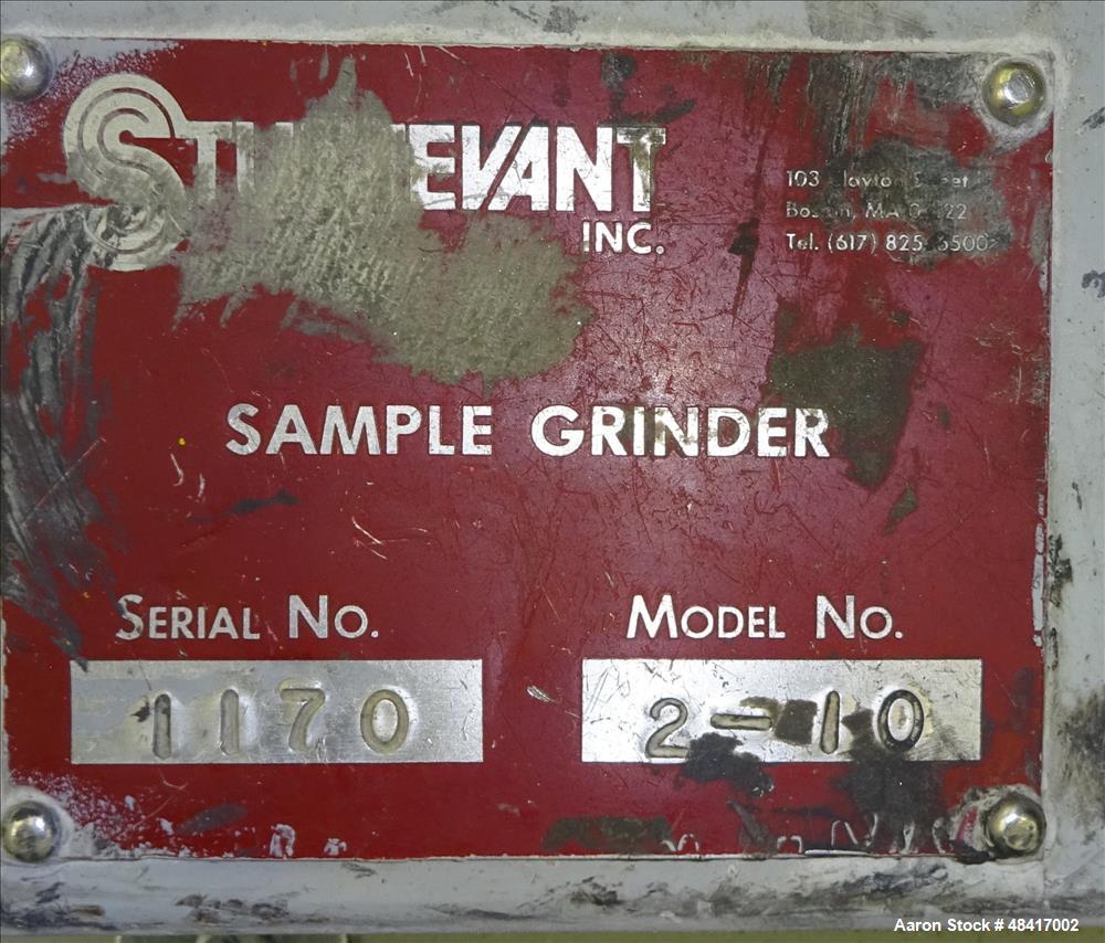 Used Sturtevant Sample Grinder – Model 2-10, 100-400 lbs/hr Capacity, Carbon Steel