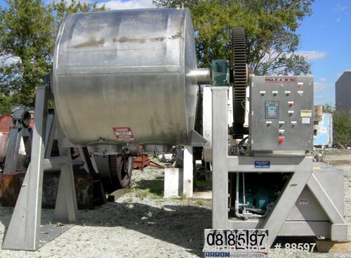 Used Paul O Abbe Pebble Mill, Model #1, 304 Stainless Steel Sroduct Contact. 68" Diameter x 56" straight side. 117 Cubic feet total capacity, 29.25 working. Alumina ceramic lined. Internal rated 14.7...