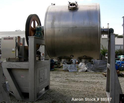Used Paul O Abbe Pebble Mill, Model #1, 304 Stainless Steel Sroduct Contact. 68" Diameter x 56" straight side. 117 Cubic feet total capacity, 29.25 working. Alumina ceramic lined. Internal rated 14.7...