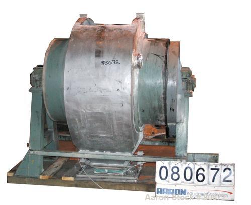 Used Paul O Abbe Pebble Mill, Model PM-5A. 304 Stainless steel, ceramic lined non-jacketed chamber 37" diameter x 48" long, 166 total gallon capacity. 8" x 10" Charge port with cover. Includes dust h...