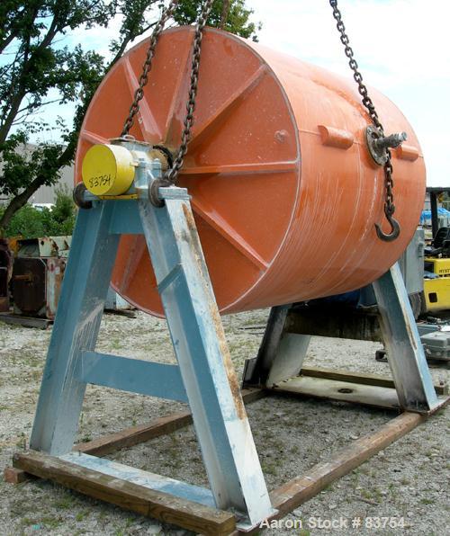 USED: Paul O Abbe Pebble Mill, carbon steel. Non-jacketed, high density porcelain lined chamber 6' diameter x 6' long. 16" x 12" opening with cover, built-in discharge arrangement with a grate and a ...
