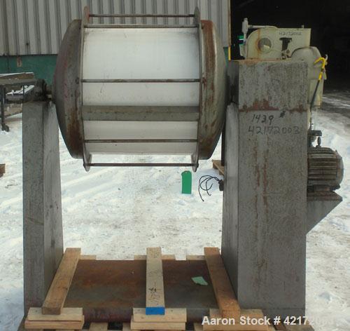 Used U.S. Stoneware Ceramic Ball Mill, 24" diameter x 24" long. Approximate 46 gallon capacity. 8-1/2" inlet/outlet with cover. Driven by a 1 hp, 3/60/208-220/440 volt, 1800 rpm XP motor. Mounted on ...