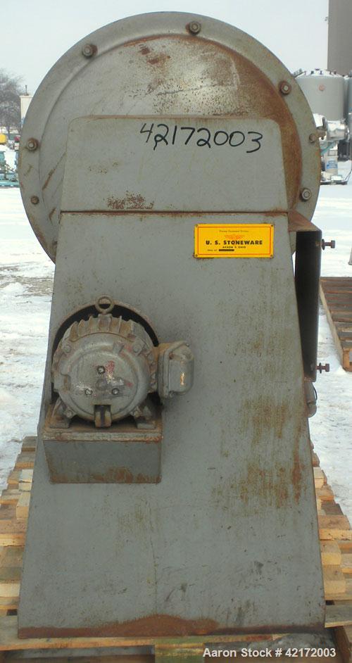 Used U.S. Stoneware Ceramic Ball Mill, 24" diameter x 24" long. Approximate 46 gallon capacity. 8-1/2" inlet/outlet with cover. Driven by a 1 hp, 3/60/208-220/440 volt, 1800 rpm XP motor. Mounted on ...